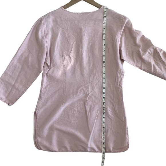 Jim Thompson Top Silk L Pastel Pink Tunic Henley Feminine Minimalist Cottagecore - Picture 14 of 16